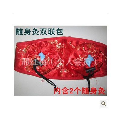 隨身灸布套布袋系列兩聯兩罐溫灸盒布袋艾灸盒布套綢緞