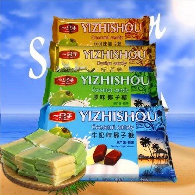 大量批發越南進口椰子糖180g椰子原味榴蓮可可牛奶味喜糖果零食